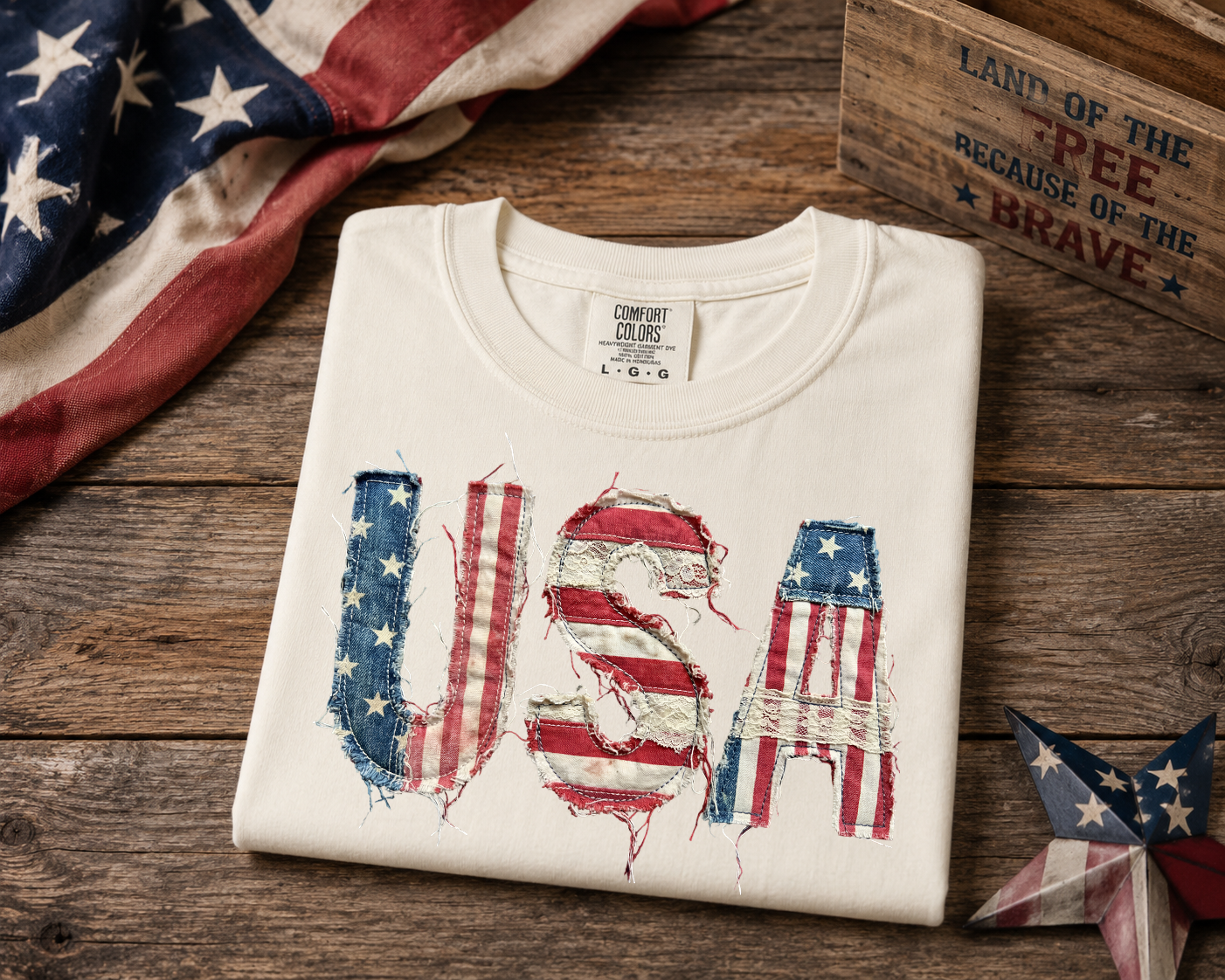 Faux Patchwork USA Graphic Tee
