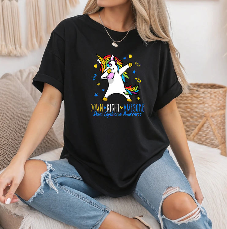 Down Right Awesome Unicorn - Down Syndrome Awareness Tee
