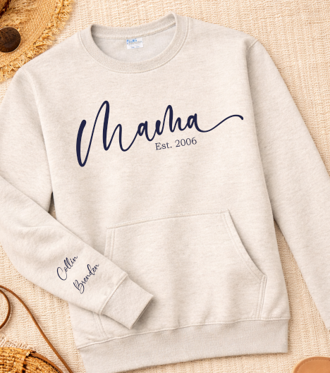 Customizable Mama Pocket Crew Sweatshirt